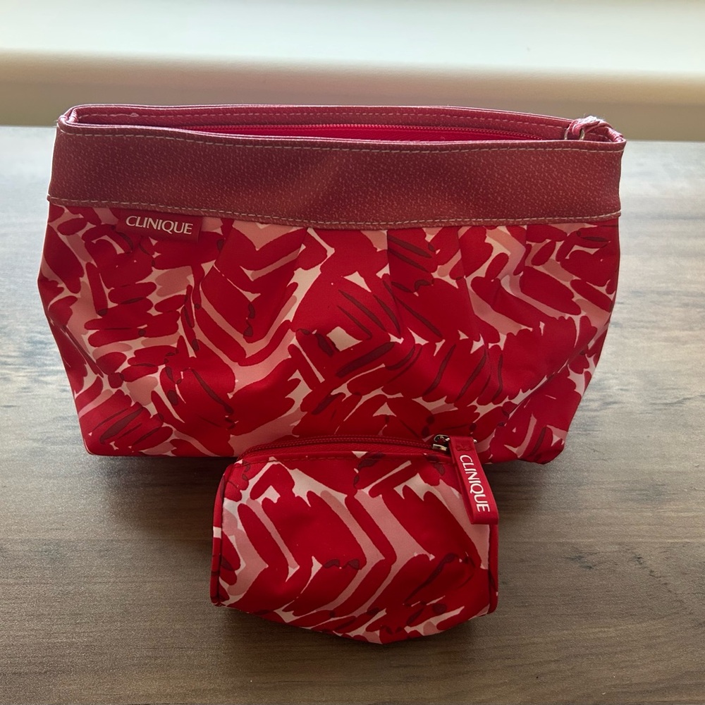 Clinique Bold Red and Pink Cosmetic Bag Duo